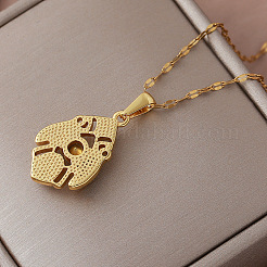 Vintage European 304 Stainless Steel Crystal Rhinestsone Geometric Leaf Pendant Necklaces for Women&nbsp;LI2607