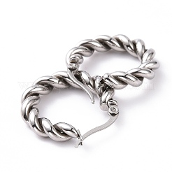 Non-Tarnish 304 Stainless Steel Twist Rope Hoop Earrings for Women&nbsp;EJEW-G298-07B-P