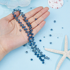 Full Rainbow Plated Electroplate Transparent Glass Beads Strands&nbsp;EGLA-FI0001-02