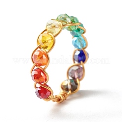 Glass Beads Rings&nbsp;RJEW-TA00011