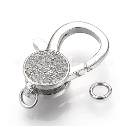 Brass Micro Pave Cubic Zirconia Lobster Claw Clasps&nbsp;ZIRC-S058-19P