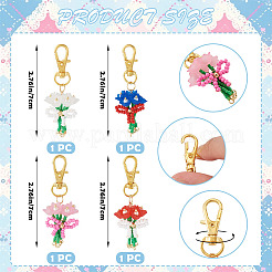 4Pcs Glass Seed Bowknot Bouquet Pendant Decorations&nbsp;HJEW-SZ00133