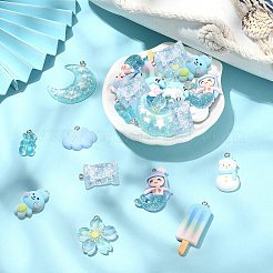 30Pcs 10 Styles Opaque & Transparent  Resin Pendants&nbsp;RESI-CJ0003-02