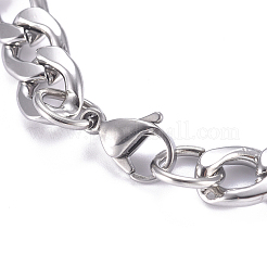 667 Stainless Steel Figaro Chain ID Bracelets&nbsp;BJEW-G631-03P-1