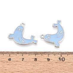 Rack Plating Alloy Enamel Sea Lion Pendants&nbsp;ENAM-T024-81A-P