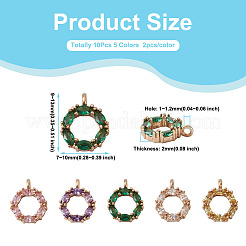 10Pcs 5 Colors Brass Micro Pave Cubic Zirconia Charms&nbsp;KK-PJ0001-23