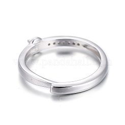 Anti-Tarnish Adjustable Rhodium Plated 925 Sterling Silver Finger Design Ring Mounts Fittings with Pearl Seat&nbsp;X-STER-F048-15P