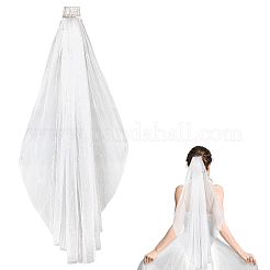 Organza & Imitation Pearls & Iron Lace Long Bridal Veils&nbsp;AJEW-WH0596-965A-03