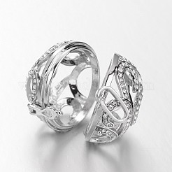 Eco-Friendly Rack Plating Brass Rhinestone Hollow Round Cage Pendants&nbsp;KK-M176-07P-NR