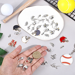 52Pcs 14 Styles Rugby Theme Alloy Enamel Pendants&nbsp;FIND-SC0021-58