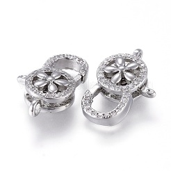 Brass Micro Pave Clear Cubic Zirconia Lobster Claw Clasps&nbsp;KK-K242-12P