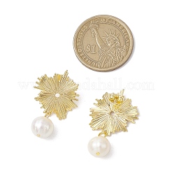Brass Shell Pearl Stud Earrings for Women&nbsp;EJEW-JE06243