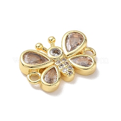Brass Pave Cubic Zirconia Butterfly Links Connector Charms&nbsp;KK-L268-028G-03