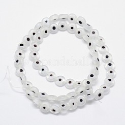 Handmade Evil Eye Lampwork Flat Round Bead Strands&nbsp;LAMP-L058-6mm-07