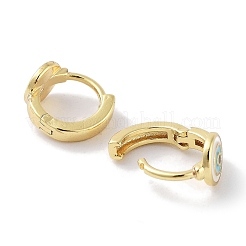 Real 18K Gold Plated Brass Enamel Evil Eye Hoop Earrings for Women&nbsp;EJEW-L269-128G