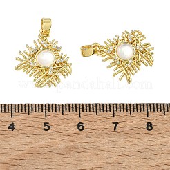 Brass Micro Pave Clear Cubic Zirconia Pendants&nbsp;KK-A294-09G