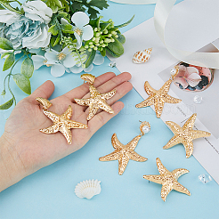 3 Pairs 3 Style Alloy Starfish Dangle Stud Earrings with Plastic Pearl Beaded&nbsp;EJEW-FI0002-95