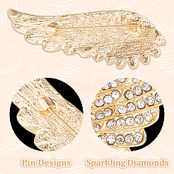 2Pcs Wing Alloy Rhinestone Brooches for Backpack Clothes&nbsp;JEWB-FH0002-05G