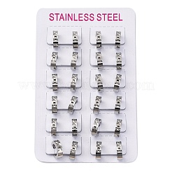 304 Stainless Steel with Cubic Zirconia Polishing effect Hoop Earrings&nbsp;EJEW-M001-25P