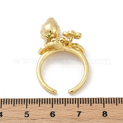 Brass Micro Pave Cubic Zirconia Cuff Rings for Women&nbsp;RJEW-F182-08B-G