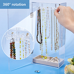 Rotatable Acrylic Necklace Hanging Organizer Storage Boxes&nbsp;ODIS-WH0079-025