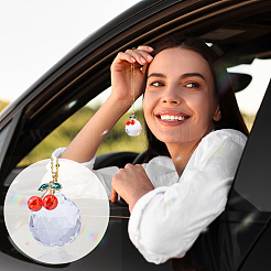 2Pcs Glass Round & Alloy Cherry Pendant Decorations&nbsp;HJEW-DC00105