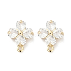 Brass Micro Pave Cubic Zirconia Stud Earring Findings&nbsp;KK-Z094-07G