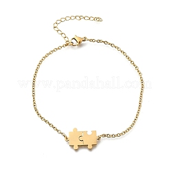 201 Stainless Steel Pulsera Puzzle Link Bracelets&nbsp;BJEW-B128-03G