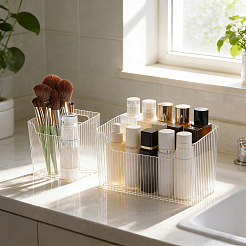 8 Sets 2 Styles Plastic Bathroom Storage Box with Sticker&nbsp;AJEW-TW0001-20