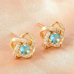 Brass Micro Pave Cubic Zirconia Stud Earrings for Women&nbsp;KK-A305-10G