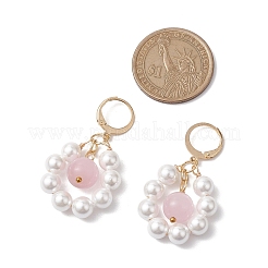 Shell Pearl & Cat Eye Leverback Earrings&nbsp;EJEW-JE05919