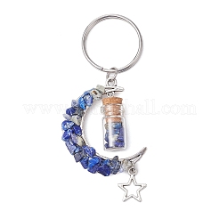 5Pcs 5 Styles Natural Lapis Lazuli & Red Jasper & Amazonite & Tiger Eye & White Moonstone Keychain&nbsp;KEYC-JKC00947