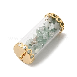 Glass Tube with Natural Green Aventurine Chip Beads Inside Pendants&nbsp;LS-FIND-B054-01G-03