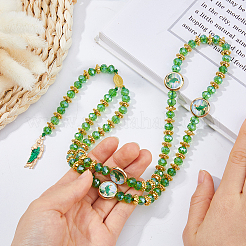 Faceted Rondelle Glass Rosary Bead Necklaces&nbsp;NJEW-DC00015