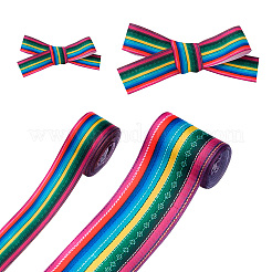 2Rolls 2 Styles Stripe Pattern Printed Polyester Grosgrain Ribbon&nbsp;OCOR-TA0001-37I