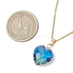 2Pcs 2 Styles Teardrop Heart K9 Glass Imitation Tourmaline Pendant Necklaces Sets&nbsp;NJEW-JN05188-02