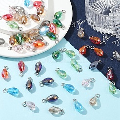 50Pcs 10 Colors Glass Pendants&nbsp;PALLOY-YW00045