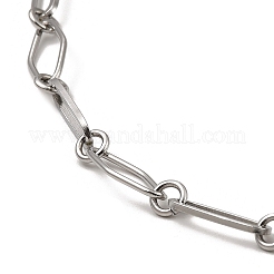 Non-Tarnish 304 Stainless Steel Rhombus & Oval Link Chain Necklace&nbsp;BJEW-B072-03P