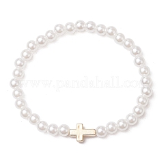 ABS Plastic Imitation Pearl Round Beads Stretch Bracelets&nbsp;BJEW-JB11605-03