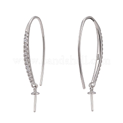 Anti-Tarnish Rhodium Plated 925 Sterling Silver Micro Pave Cubic Zirconia Earring Hooks&nbsp;STER-F041-88P