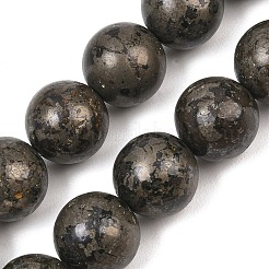 Natural Pyrite Beads Strands&nbsp;G-P303-01-8mm-8
