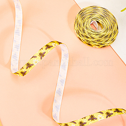 Polyester Bees Printed Grosgrain Ribbons&nbsp;LS-SRIB-WH20020-018C