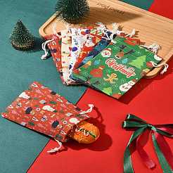 12Pcs 6 Styles Christmas Theme Cloth Printed Storage Bags&nbsp;ABAG-FS0001-09