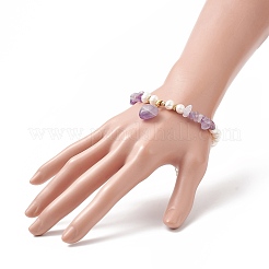 4Pcs 4 Style Natura Mixed Gemstone & Shell Beaded Bracelets Set with Heart Charms for Women&nbsp;BJEW-TA00242