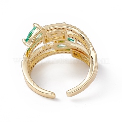 Aquamarine Cubic Zircon Teardrop and Rectangle Open Cuff Ring&nbsp;RJEW-B043-08