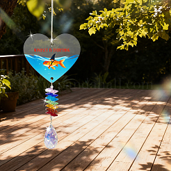 Glass Teardrop Hanging Suncatchers&nbsp;HJEW-WH0201-014