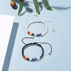 Chakra Nylon Cord Braided Bead Bracelets Set&nbsp;BJEW-JB07251