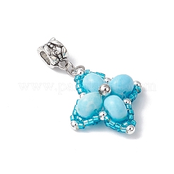 Dyed Synthetic Imperial Jasper & Glass Seed Beaded Star European Dangle Charms&nbsp;PALLOY-MZ00693-01