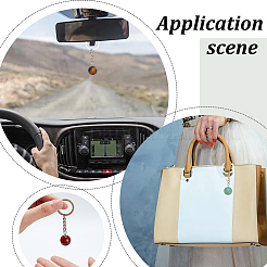6Pcs 6 Styles Round Natural & Synthetic Gemstone Pendant Keychain&nbsp;KEYC-DR0001-02