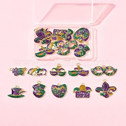 20Pcs 10 Styles Carnival/Mardi Gras Theme Alloy Enamel & Glitter Powder Pendants&nbsp;ENAM-FS0002-55